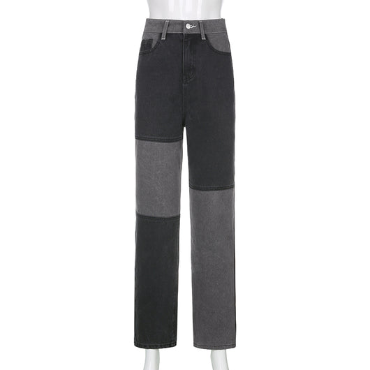 Jeans Casual Hip-hop con Costuras Combinadas - Image 11