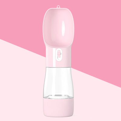 White and clear portable dog water dispenser with a built-in bowl and transparent water reservoir. - Image 9