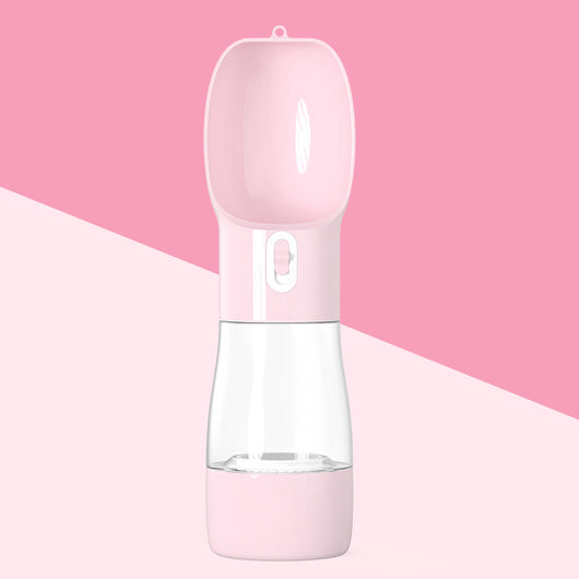 White and clear portable dog water dispenser with a built-in bowl and transparent water reservoir. - Image 9