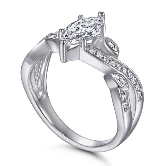 Anillo de Plata S925 con Circón Marquesa Incrustado - Image 5