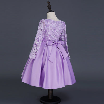 Vestido de Princesa Infantil Encaje Morado - Manga Larga Otoño Invierno - Image 6