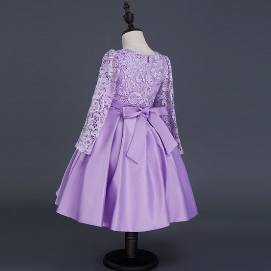 Vestido de Princesa Infantil Encaje Morado - Manga Larga Otoño Invierno - Image 6