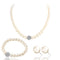 Conjunto de Joyería Nupcial: Collar, Aretes y Pulsera con Perlas y Diamantes