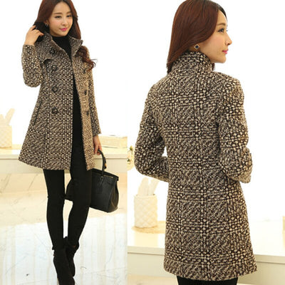 Abrigo de Lana a Cuadros Grueso para Mujer - Image 3