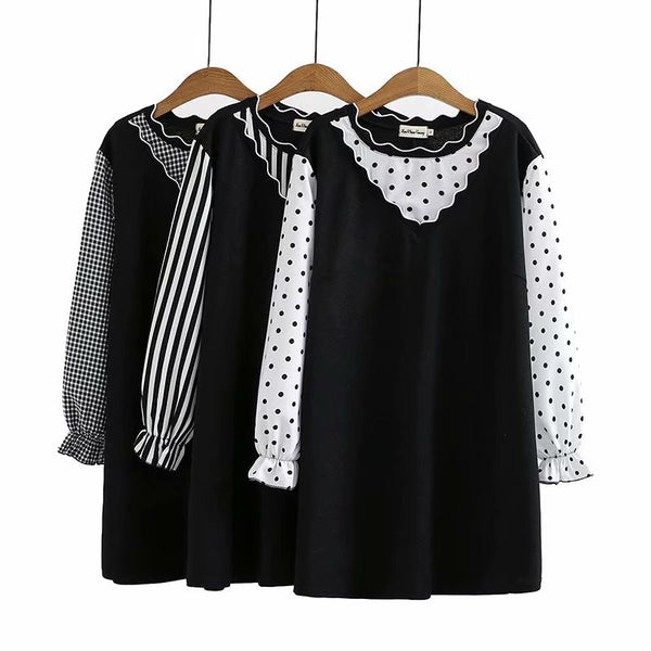 Vestido Largo Bicolor Manga Larga Primavera Talla Grande