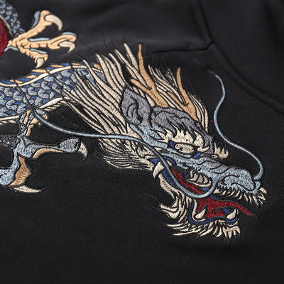 Sudadera con Capucha Dragón Tigre Bordada - Image 5