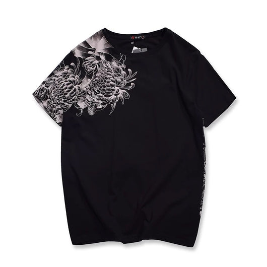 Camiseta Bordada Estilo Chino Original con Diseño de Calamar