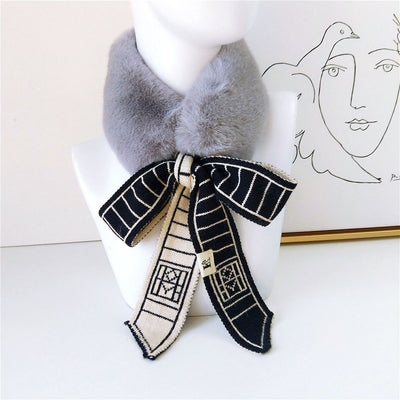 Bufanda Cuello de Piel Pata de Gallo Estilo Coreano - Abrigo Grueso Invierno Mujer - Image 7