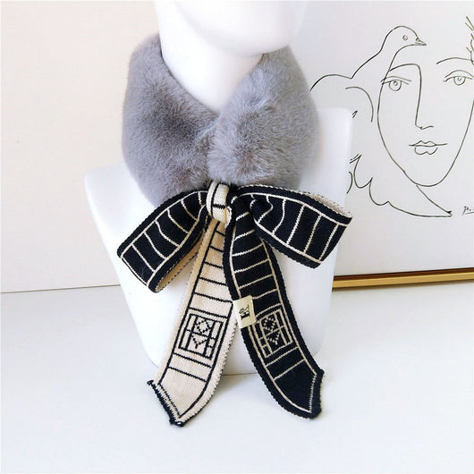 Bufanda Cuello de Piel Pata de Gallo Estilo Coreano - Abrigo Grueso Invierno Mujer - Image 7