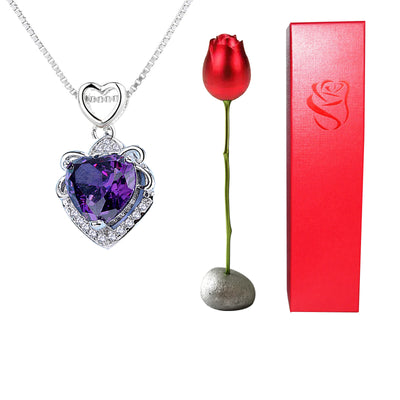 Collar Corazón de Cristal Bicolor con Rosa - Regalo Romántico para Ella - Image 23