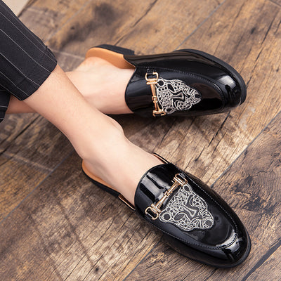 Pantuflas de Cuero Cerradas con Bordado - Zapatos Casuales de Moda para Hombre - Image 13