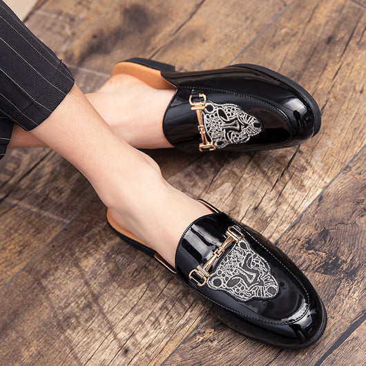 Pantuflas de Cuero Cerradas con Bordado - Zapatos Casuales de Moda para Hombre - Image 13