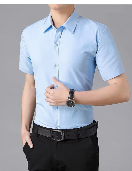 Camisa Ejecutiva Slim Fit Antirruga Manga Corta para Hombre - Image 13