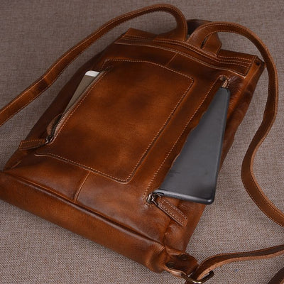 Mochila de Cuero Vegetal Curtido para Hombre - Bolsa de Viaje y Computadora con Acabado Artesanal - Image 4