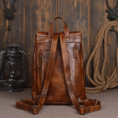 Mochila de Cuero Vegetal Curtido para Hombre - Bolsa de Viaje y Computadora con Acabado Artesanal - Image 2