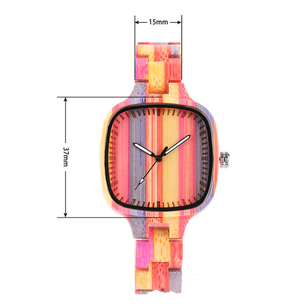 Reloj de Bambú con Colores Vibrantes
