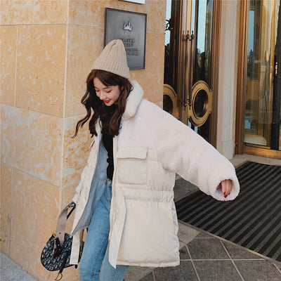 Abrigo de Piel de Cordero Otoño Invierno Estilo Coreano Suelto y Corto para Mujer - Image 3