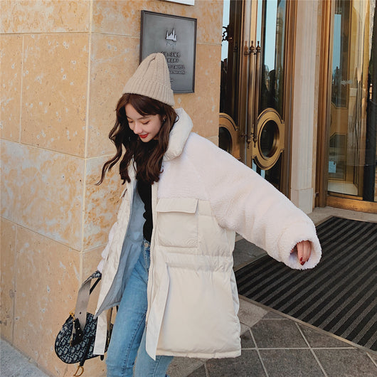 Abrigo de Piel de Cordero Otoño Invierno Estilo Coreano Suelto y Corto para Mujer - Image 3
