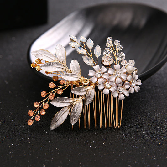 Diadema Artesanal de Hoja de Oro para Novia