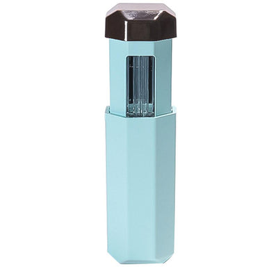 Portable UVC germicidal wand with an octagonal light blue body and a dark brown cap, featuring visible UVC bulbs. - Image 13