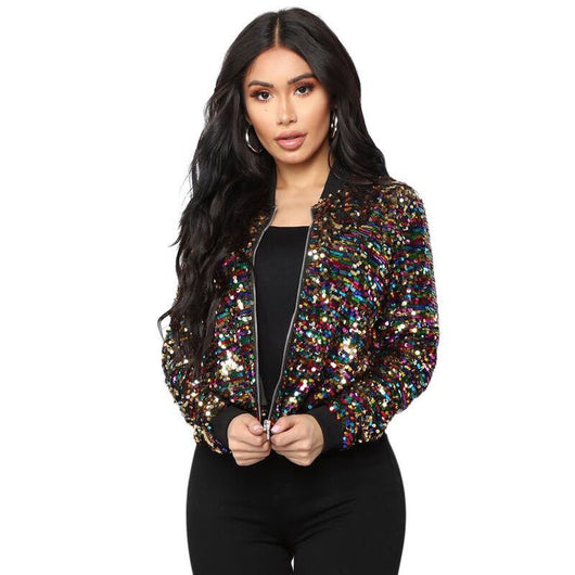 Chaqueta Casual Corta con Lentejuelas y Bloques de Color - Image 13