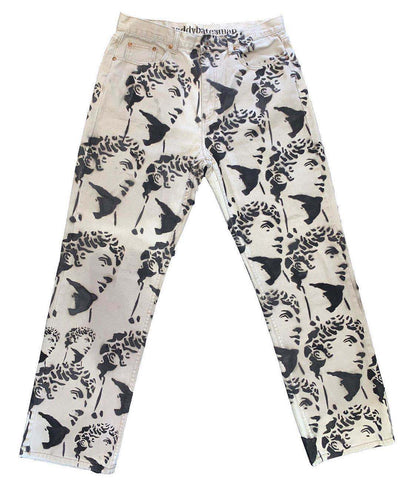 Pantalones Denim Tie Dye Blancos Lavados Corte Recto Holgado - Image 3