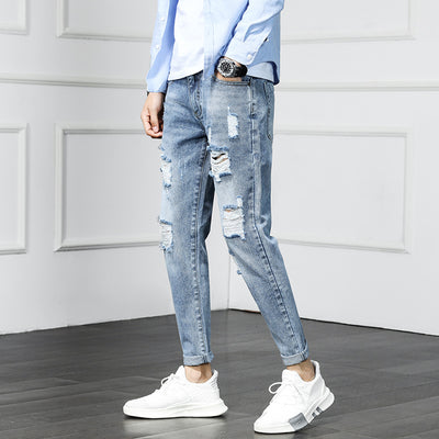 Pantalones vaqueros rotos cropped estilo desgarrado - Image 12