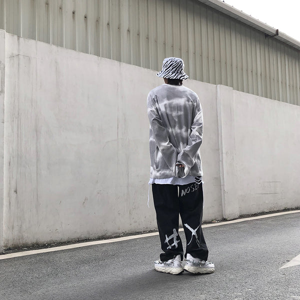 Suéter Cuello Redondo Tie-Dye Retro Hip-Hop para Hombre