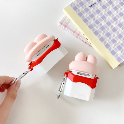 Funda Protectora para Audífonos Inalámbricos Diseño Fresa Leche en Silicona - Image 7