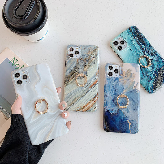 Funda de Mármol con Anillo Soporte - Protección Elegante
