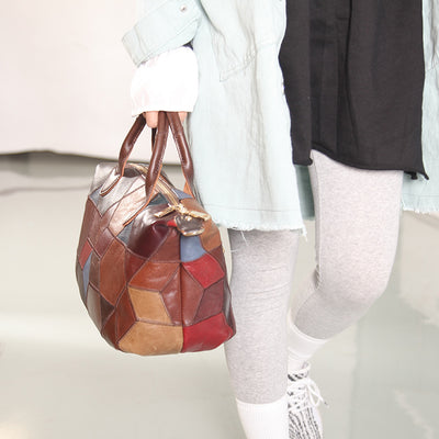 Bolso de Cuero Genuino con Contraste y Asa Única - Image 6