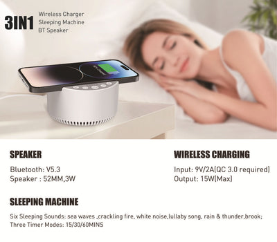 Cargador Inalámbrico 15W con Altavoz Bluetooth y Sonido Blanco - Image 7