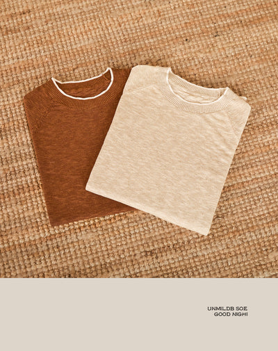 Camiseta de Lino y Algodón Transpirable Cuello Redondo Manga Corta - Image 9