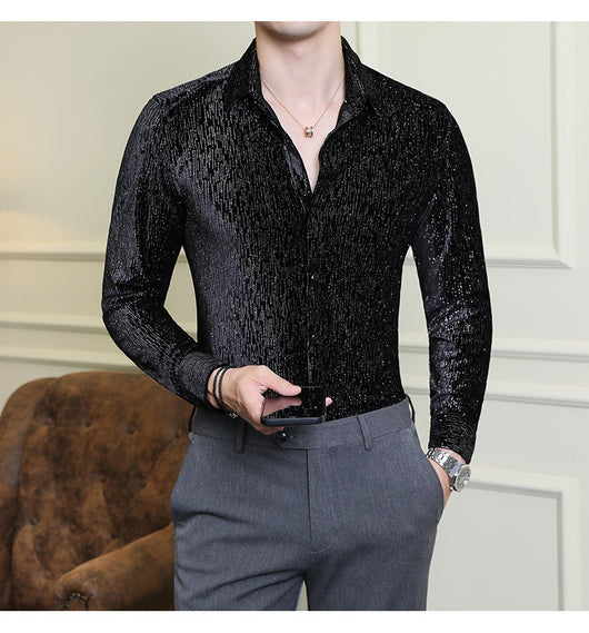 Camisa Slim Fit Brillante para Hombre - Estilo Personalidad - Image 18