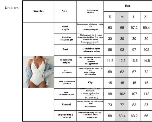 White textured one-piece swimsuit with deep V-neck and wooden O-ring detail, styled with a light-wash denim jacket. - Image 7
