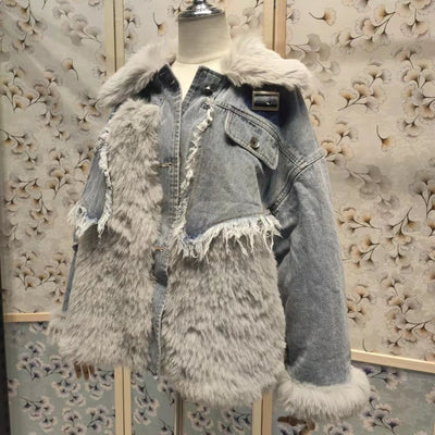 Parka Acolchado Denim con Cuello de Pelaje Ecológico para Mujer - Image 10