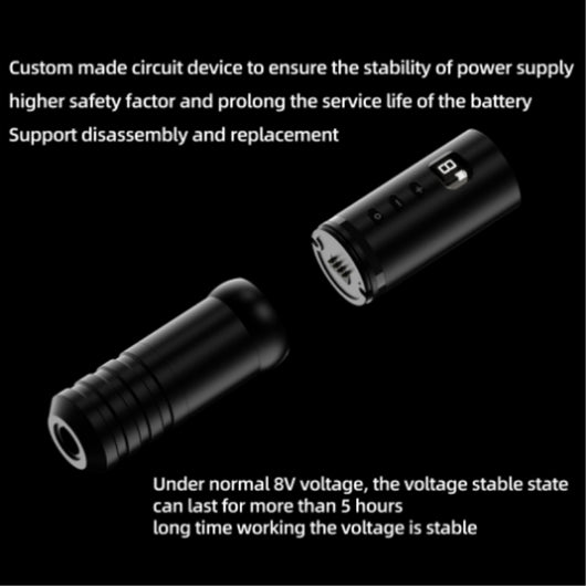 Black wireless tattoo pen with a digital display showing '8' and a battery icon, plus control buttons. - Image 6