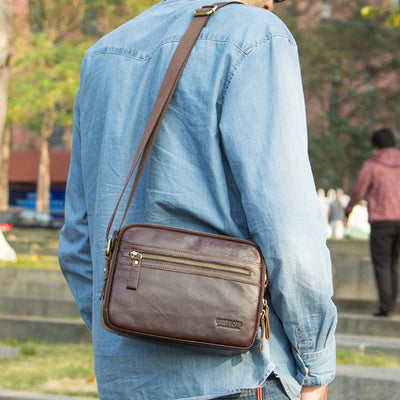 Bolso Mensajero de Cuero Angel Estilo Coreano para Hombre