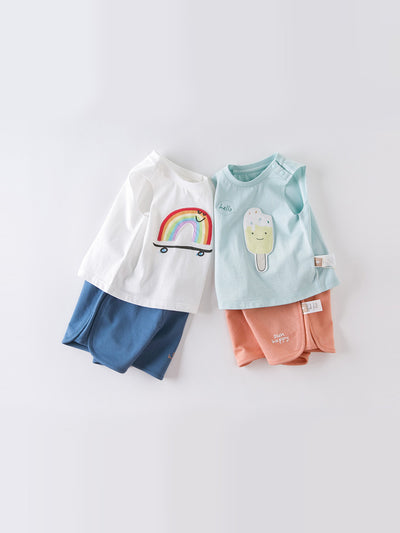 Conjunto infantil de dos piezas: chaleco y shorts con diseño de caricaturas - Image 4