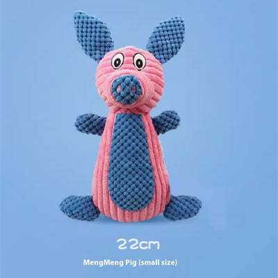 Plush rabbit pet toy with a beige ribbed body and orange textured ears, nose, belly, and feet, featuring a squeaker. - Image 6