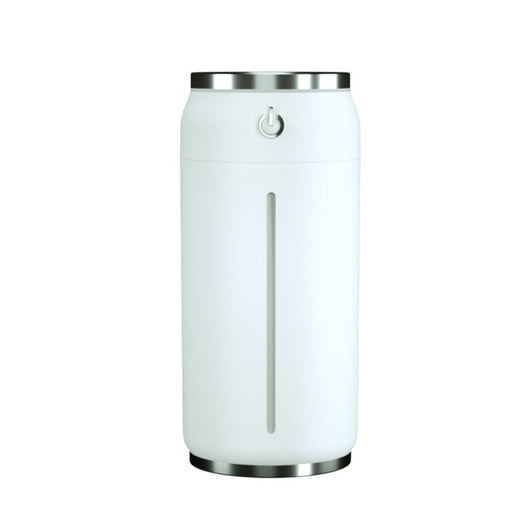 Black mini USB car humidifier shaped like a soda can, with a silver top and power button, and a white water level indicator. - Image 7
