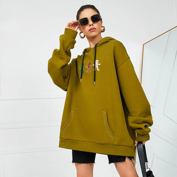 Sudadera Suelta de Manga Larga en Colores Sólidos para Mujer