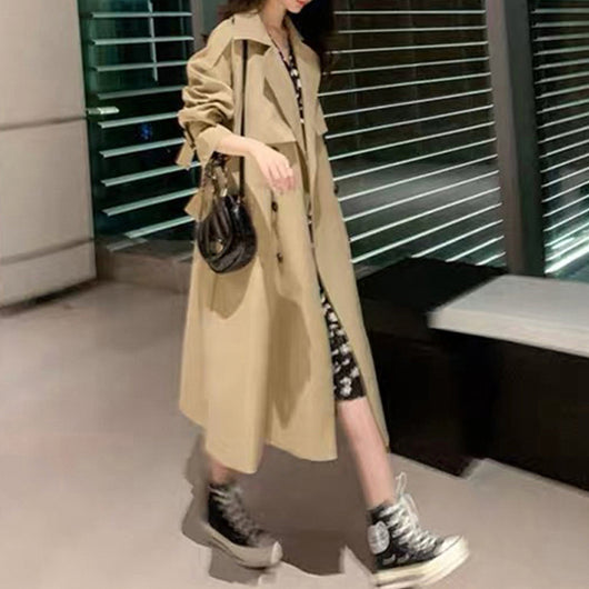 Abrigo Trinchera Doble Botonadura Oversized - Elegancia Coreana para Primavera - Image 5