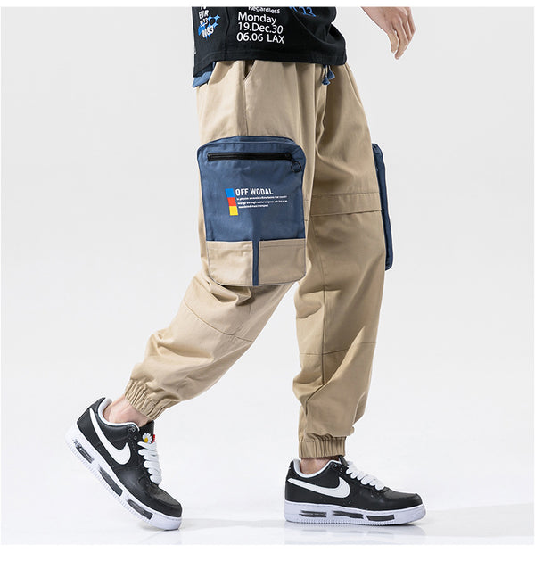 Pantalones Cargo Holgados con Bloques de Color y Bolsillos Amplios