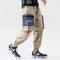 Calça Cargo Folgada com Blocos de Cores e Bolsos Largos