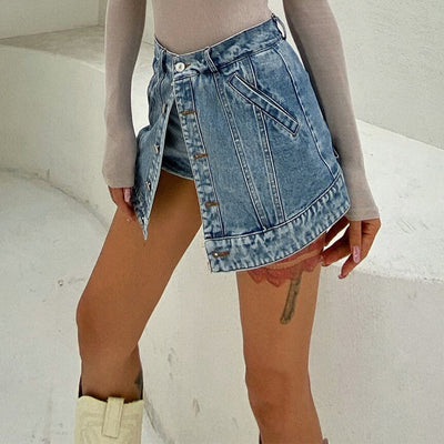 Jeans Talle Alto Monocromático con Paneles - Image 2