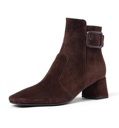 Botas Tobilleras de Tacón Grueso con Hebilla de Cuero Estilo Retro - Image 12