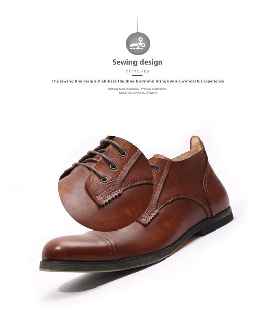 Zapatos Casuales de Cuero Vintage para Hombre con Puntera Redonda Transpirable - Image 24