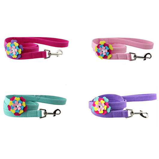 Arnés Pectoral para Mascotas con Patrón de Flores de Terciopelo y Cuerda de Tracción - Image 13