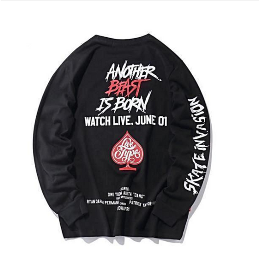 Camiseta de Manga Larga con Estampado de Letras Urbanas - Estilo Hip Hop Europeo - Image 4